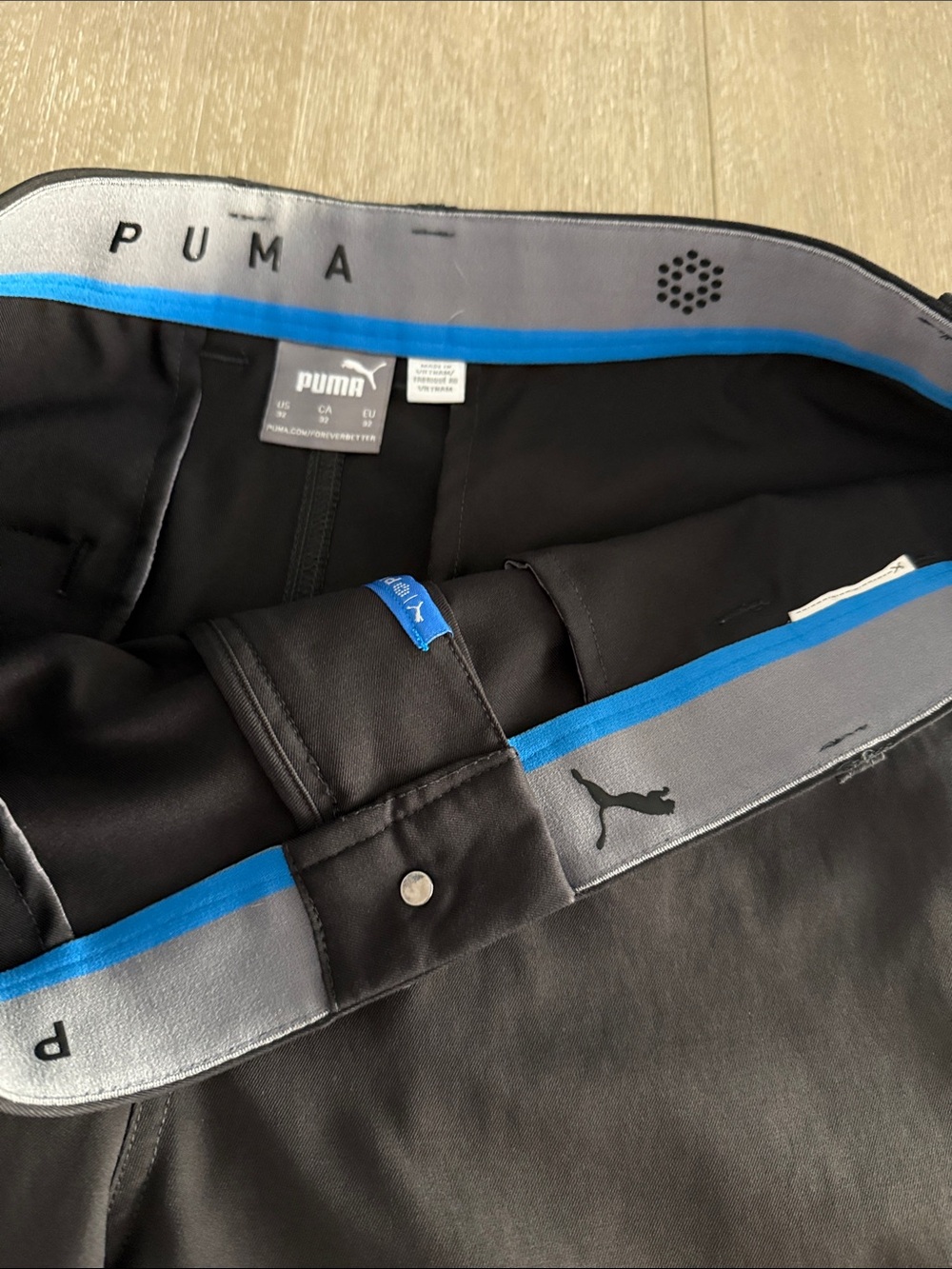 Puma Black Athletic Shorts with Blue Trim